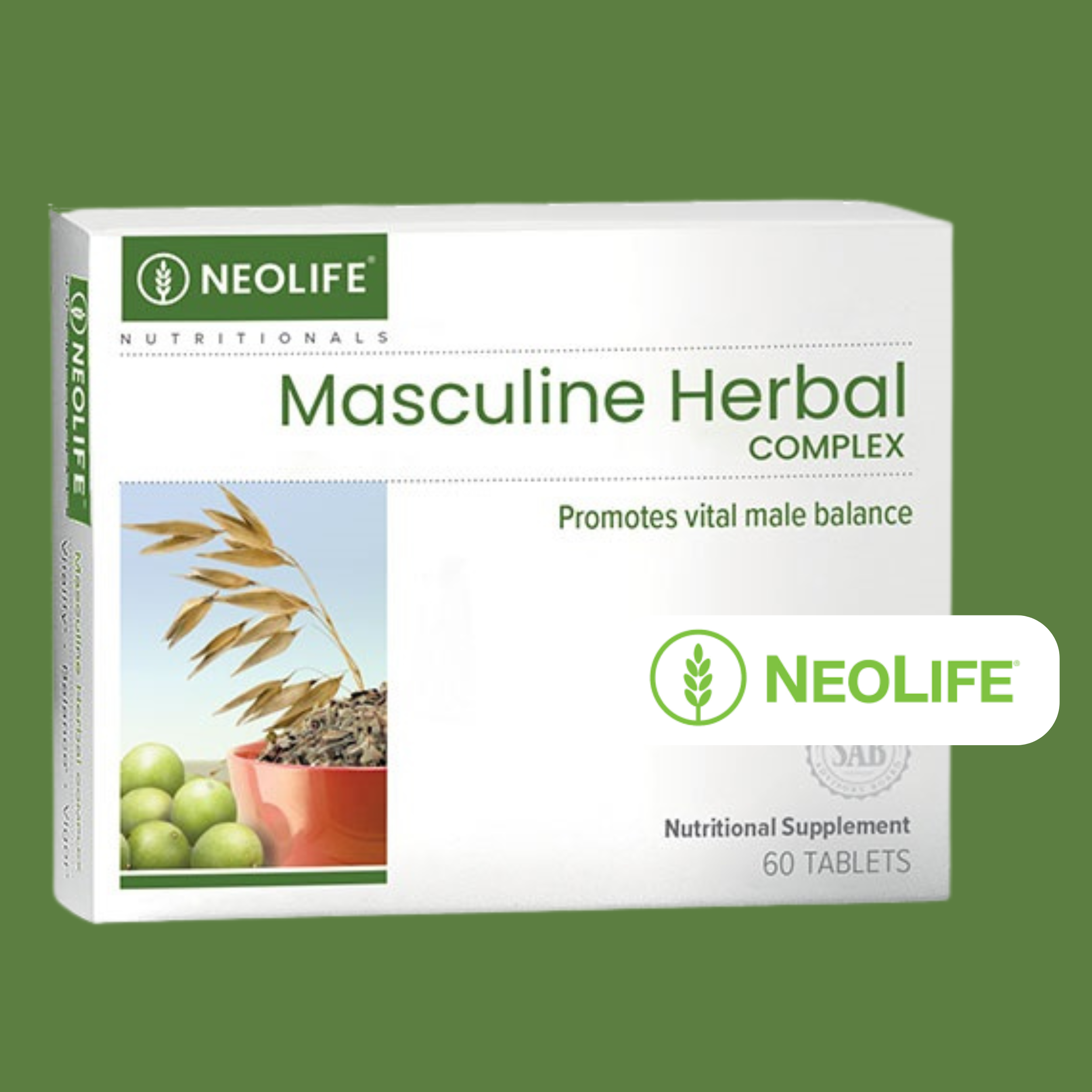 NeoLife Masculine Herbal Complex supplement for male vitality, hormonal balance, and overall wellness