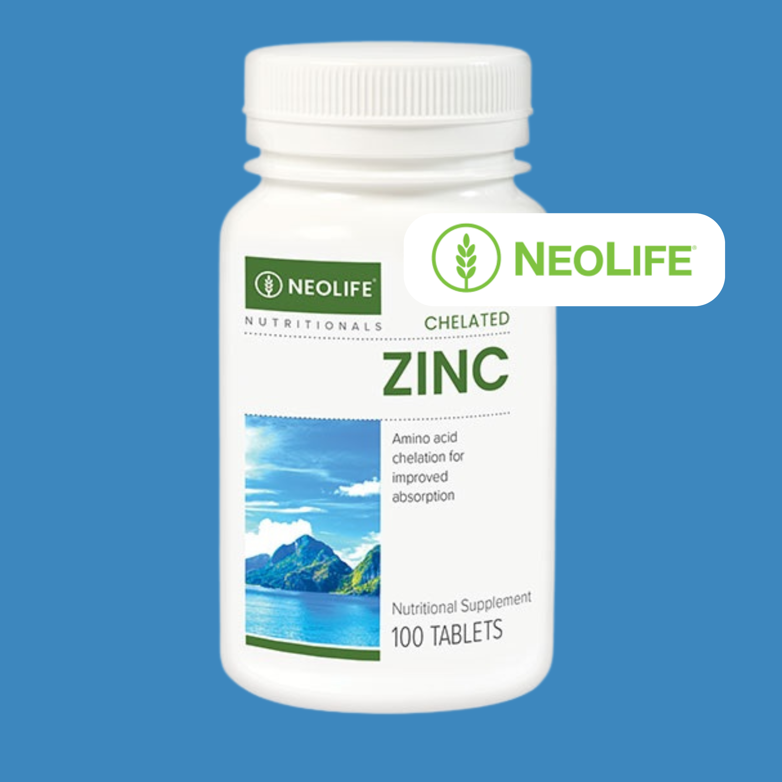 NeoLife Chelated Zinc supplement for immune support, skin health, and antioxidant benefits