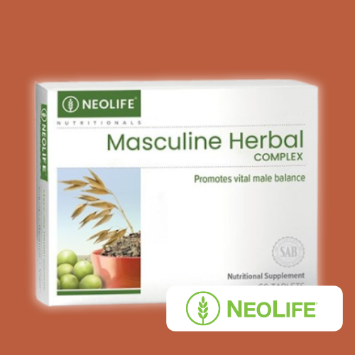 NeoLife Masculine Herbal Complex for men’s vitality, prostate support, and hormonal balance – enriched with zinc and natural herbs – Newlife Supplements by Salmi Dev Pro for Abdulsalam Abdulazeez | De Peace Hub Men’s Health Expert